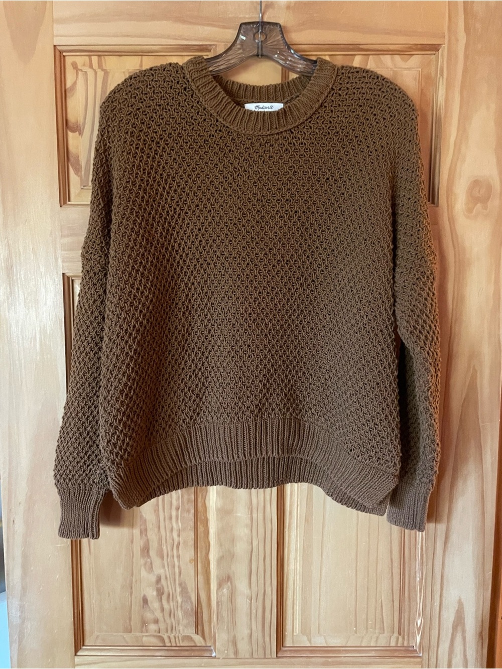 Madewell Chocolate Brown Textured Crewneck Sweater